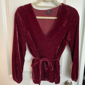 J. Crew Velvet Burgundy Blouse, Size 4